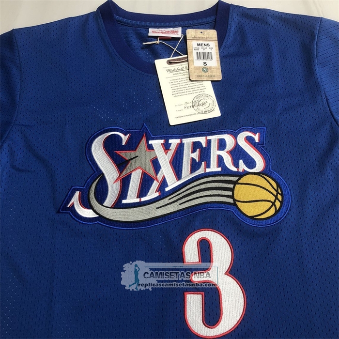 Camiseta Manga Corta Philadelphia 76ers Allen Iverson NO 3 Azul